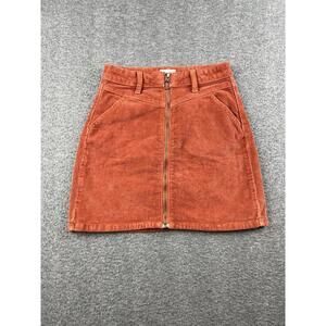 SO Women's Rust Corduroy Zip-Front Mini Skirt Size‎ 0/24W